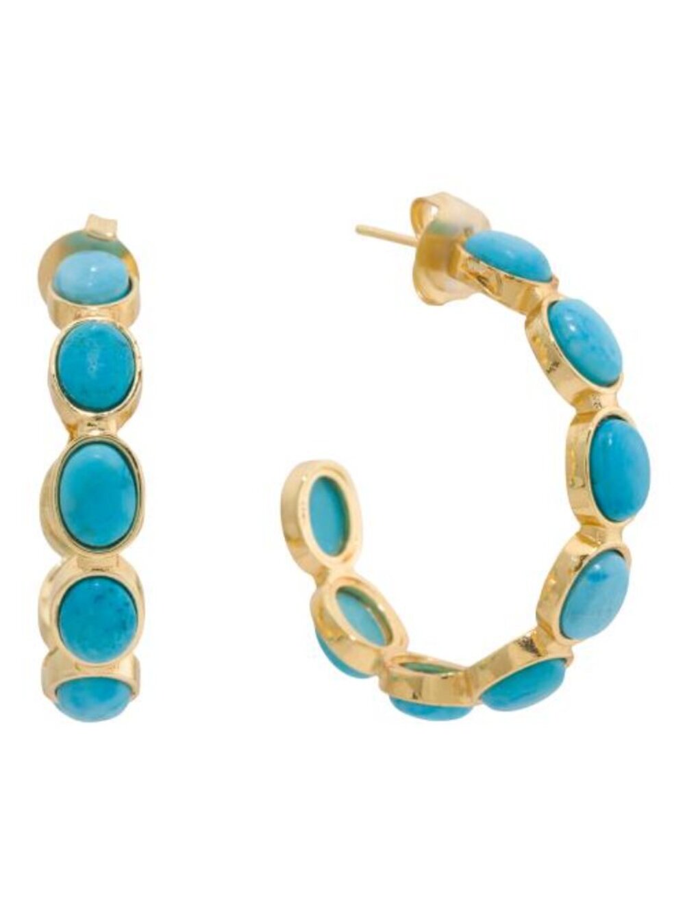 SHAANTI JEWELS Made In India 18kt Gold Plated Turquoise Hoop Earrings